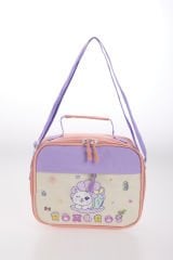 Roxbros Sevimli Kedi Desenli 3'lü Kız Çocuk Okul Çantası Seti -Kalemlik ve Termal Beslenmeli İlkokul Çantası (Pudra - Lila)