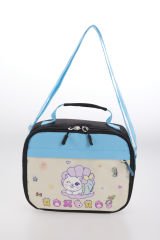 Roxbros Sevimli Kedi Desenli 3'lü Kız Çocuk Okul Çantası Seti -Kalemlik ve Termal Beslenmeli İlkokul Çantası (Siyah - Turkuaz)