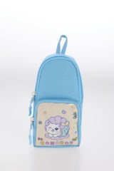 Roxbros Sevimli Kedi Desenli 3'lü Kız Çocuk Okul Çantası Seti -Kalemlik ve Termal Beslenmeli İlkokul Çantası (Siyah - Turkuaz)