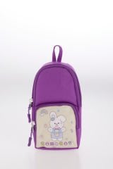 Roxbros Tavşan Figürlü 3'lü Kız Çocuk Okul Çantası Seti - Kalemlik ve Termal Beslenmeli İlkokul Çantası (Mor - Pembe)