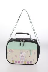 Roxbros Tavşan Figürlü 3'lü Kız Çocuk Okul Çantası Seti - Kalemlik ve Termal Beslenmeli İlkokul Çantası (Siyah - Su Yesili)