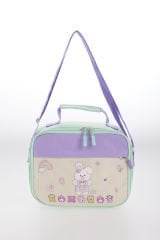 Roxbros Tavşan Figürlü 3'lü Kız Çocuk Okul Çantası Seti - Kalemlik ve Termal Beslenmeli İlkokul Çantası (Su Yesili -Lila)