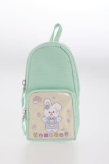 Roxbros Tavşan Figürlü 3'lü Kız Çocuk Okul Çantası Seti - Kalemlik ve Termal Beslenmeli İlkokul Çantası (Su Yesili -Lila)