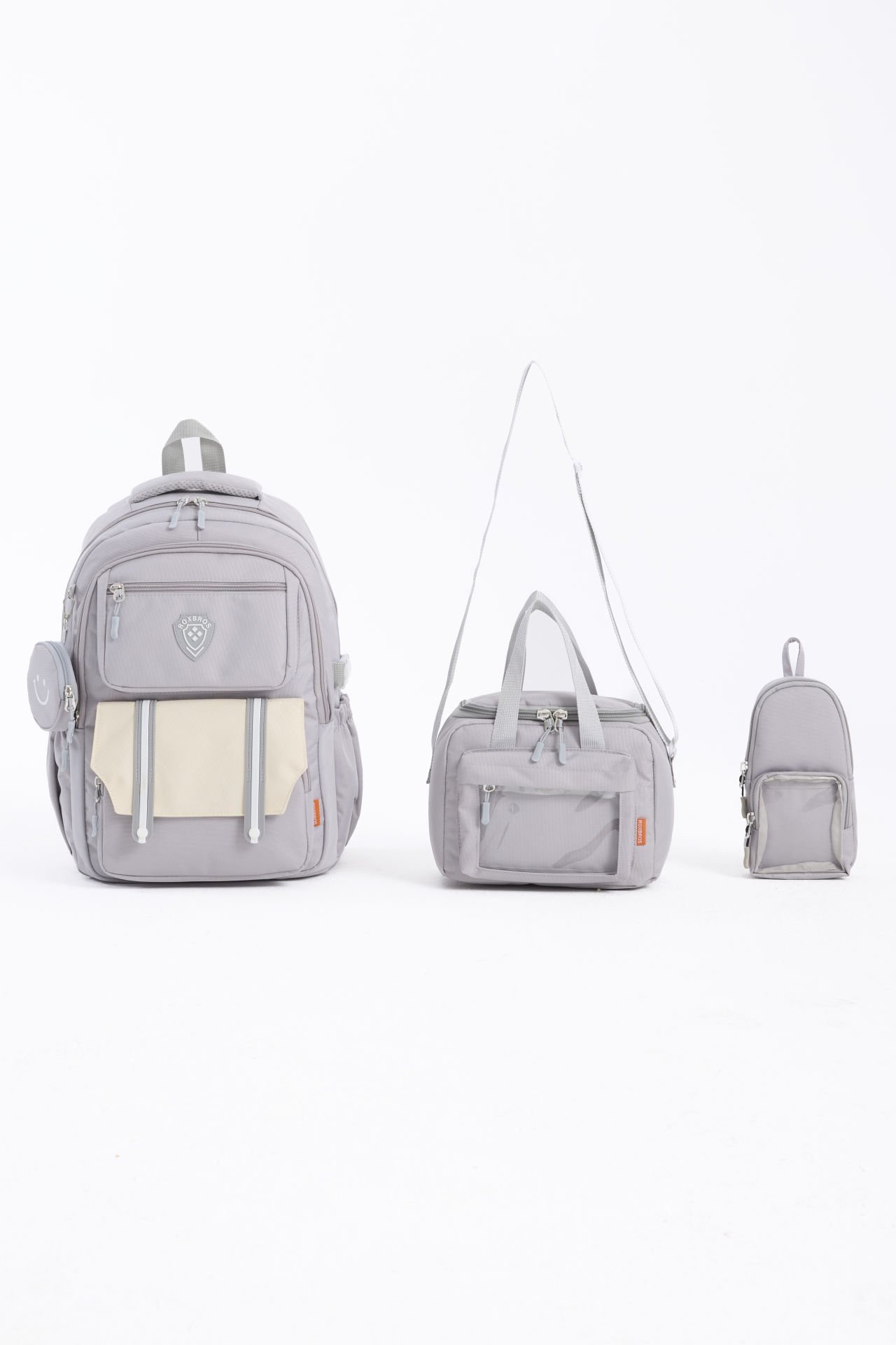 Roxbros Kız Çocuk Okul Çantası Seti & Erkek Çocuk Sırt Çantası Kalemlik ve Termal Beslenmeli İlkokul Çantası (GRI)