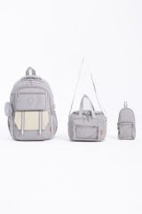 Roxbros Kız Çocuk Okul Çantası Seti & Erkek Çocuk Sırt Çantası Kalemlik ve Termal Beslenmeli İlkokul Çantası (GRI)