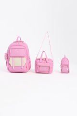 Roxbros Kız Çocuk Okul Çantası Seti & Erkek Çocuk Sırt Çantası Kalemlik ve Termal Beslenmeli İlkokul Çantası (PEMBE)