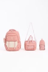 Roxbros Kız Çocuk Okul Çantası Seti & Erkek Çocuk Sırt Çantası Kalemlik ve Termal Beslenmeli İlkokul Çantası (PUDRA)