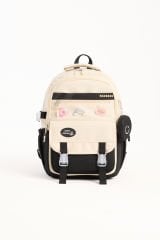 Roxbros Kore Tarzı Aksesuarlı Kız Çocuk Okul Çantası & Erkek Çocuk Sırt Çantası İlkokul, Ortaokul, Lise (SIYAH - KREM)