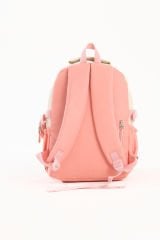 Roxbros Kore Tarzı Aksesuarlı 3'lü Kız Çocuk Okul Çantası & Beslenme ve Kalemlikli İlkokul Sırt Çantası (PUDRA - KREM)