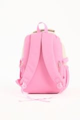 Roxbros Kore Tarzı Aksesuarlı 3'lü Kız Çocuk Okul Çantası & Beslenme ve Kalemlikli İlkokul Sırt Çantası (PEMBE - KREM)