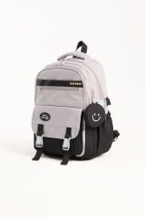 Roxbros Kore Tarzı Aksesuarlı 3'lü Kız Çocuk Okul Çantası & Beslenme ve Kalemlikli İlkokul Sırt Çantası (SIYAH - GRI)