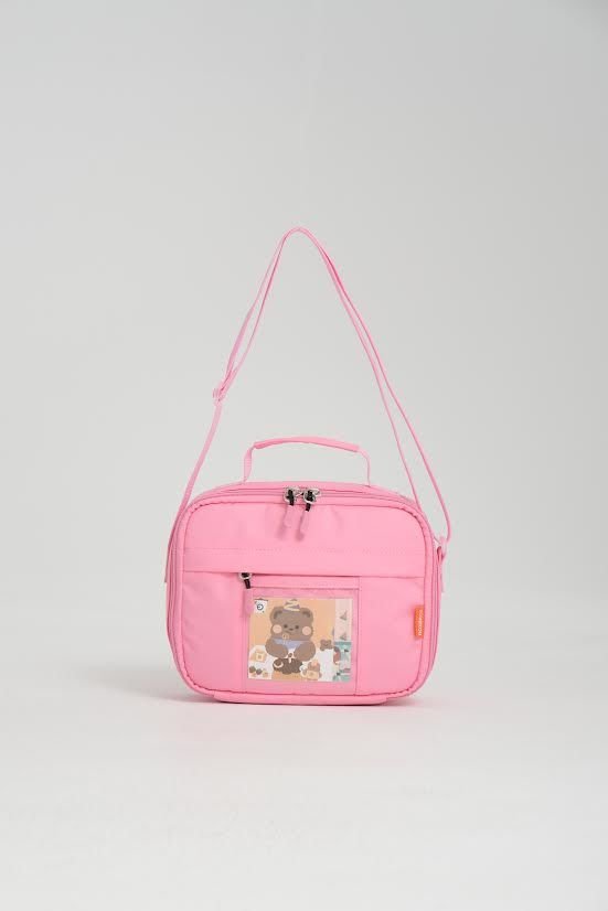 Roxbros Kore Kawaii Tarzı Aksesuarlı Çocuk Beslenme Çantası - Isı Yalıtımlı Termoslu Beslenme Çantası (PEMBE)