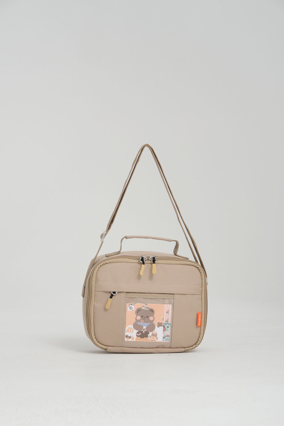 Roxbros Kore Kawaii Tarzı Aksesuarlı Çocuk Beslenme Çantası - Isı Yalıtımlı Termoslu Beslenme Çantası (BEJ)