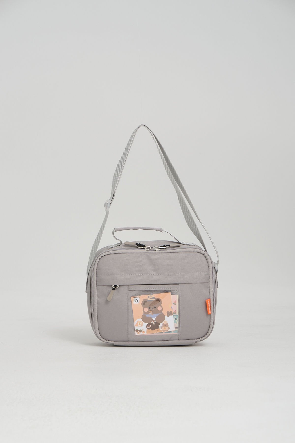 Roxbros Kore Kawaii Tarzı Aksesuarlı Çocuk Beslenme Çantası - Isı Yalıtımlı Termoslu Beslenme Çantası (GRI)