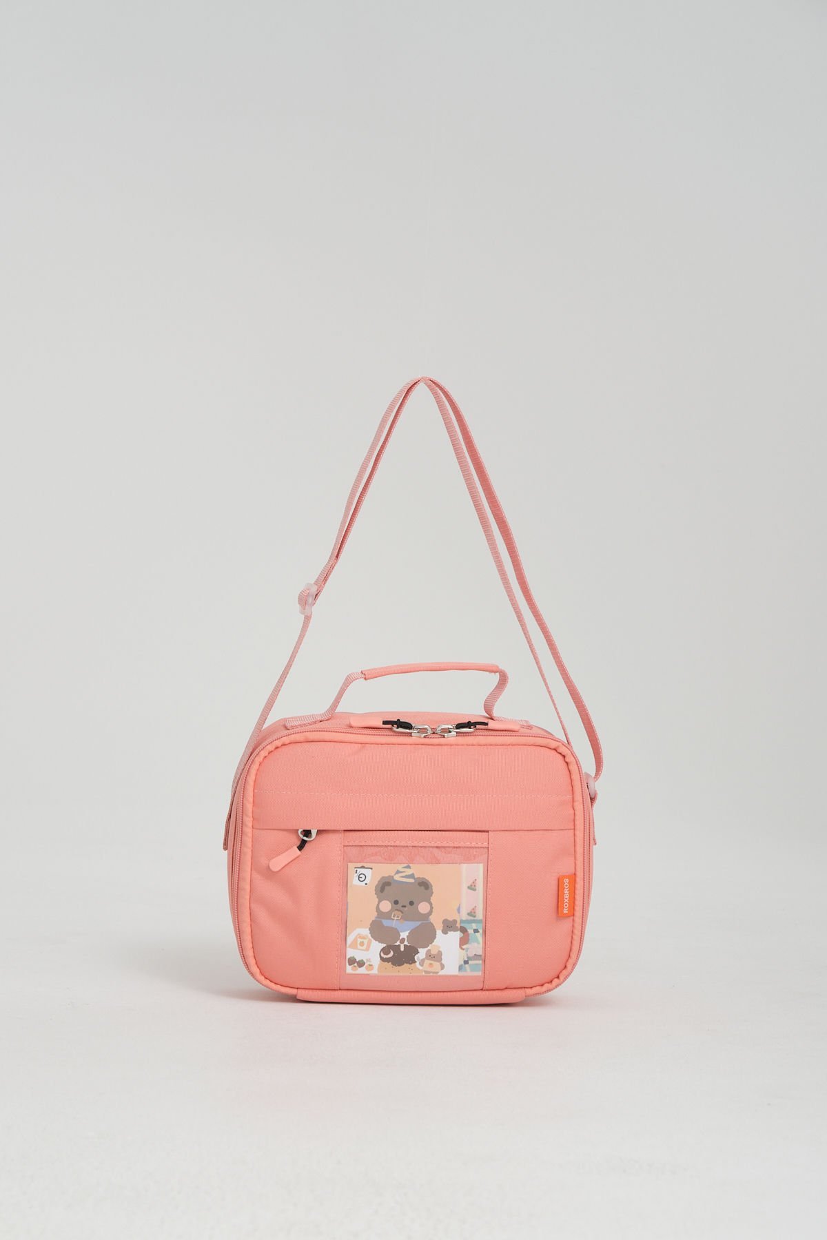 Roxbros Kore Kawaii Tarzı Aksesuarlı Çocuk Beslenme Çantası - Isı Yalıtımlı Termoslu Beslenme Çantası (PUDRA)